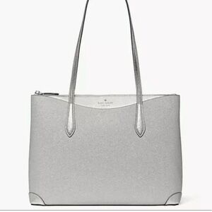 Kate Spade Shimmy Glitter Lunar Silver Tote Bag see video Excellent condition